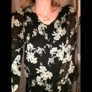 black blouse with green flowers